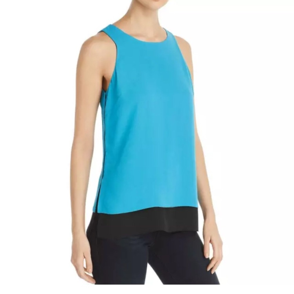 Bloomingdale's sleeveless blouse tank top turquoise Sz S Le Gali